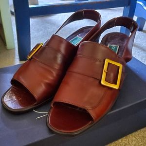 Burgundy Leather strapped heel-Cole Haan